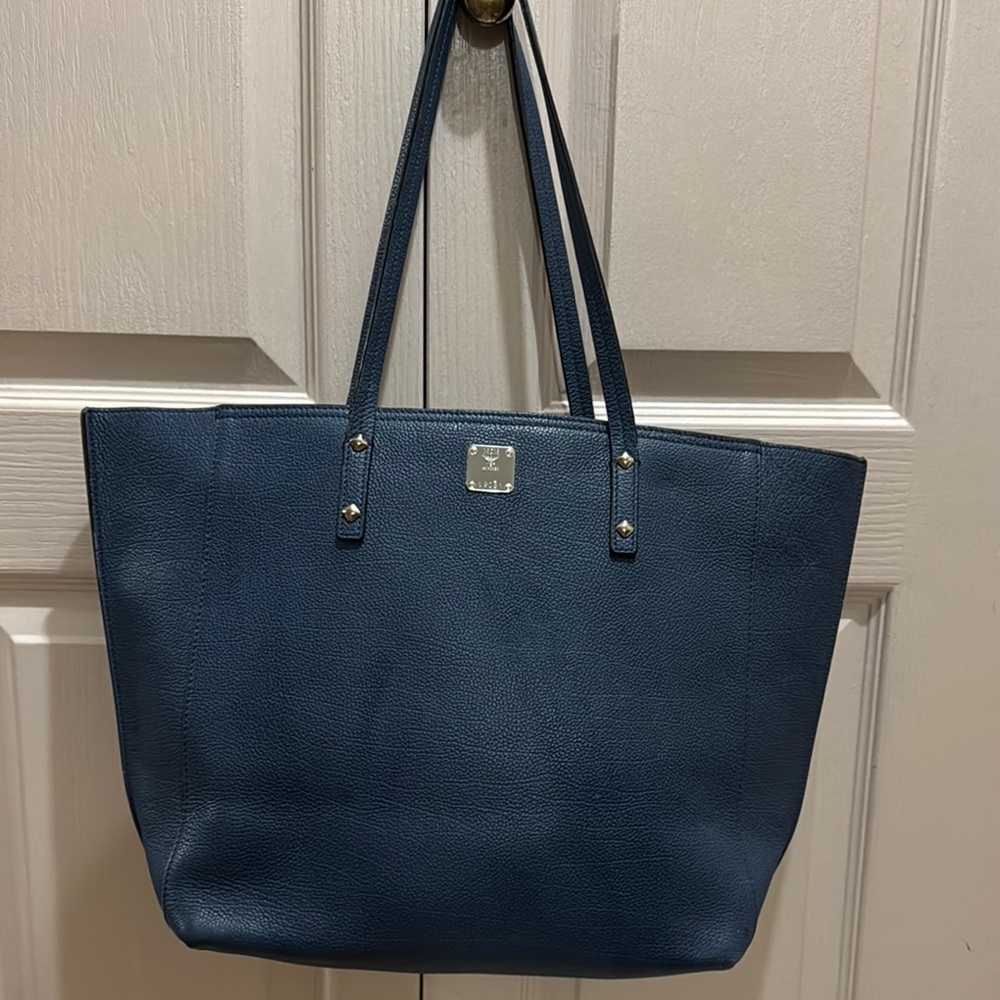 MCM Blue Structured Tote Bag